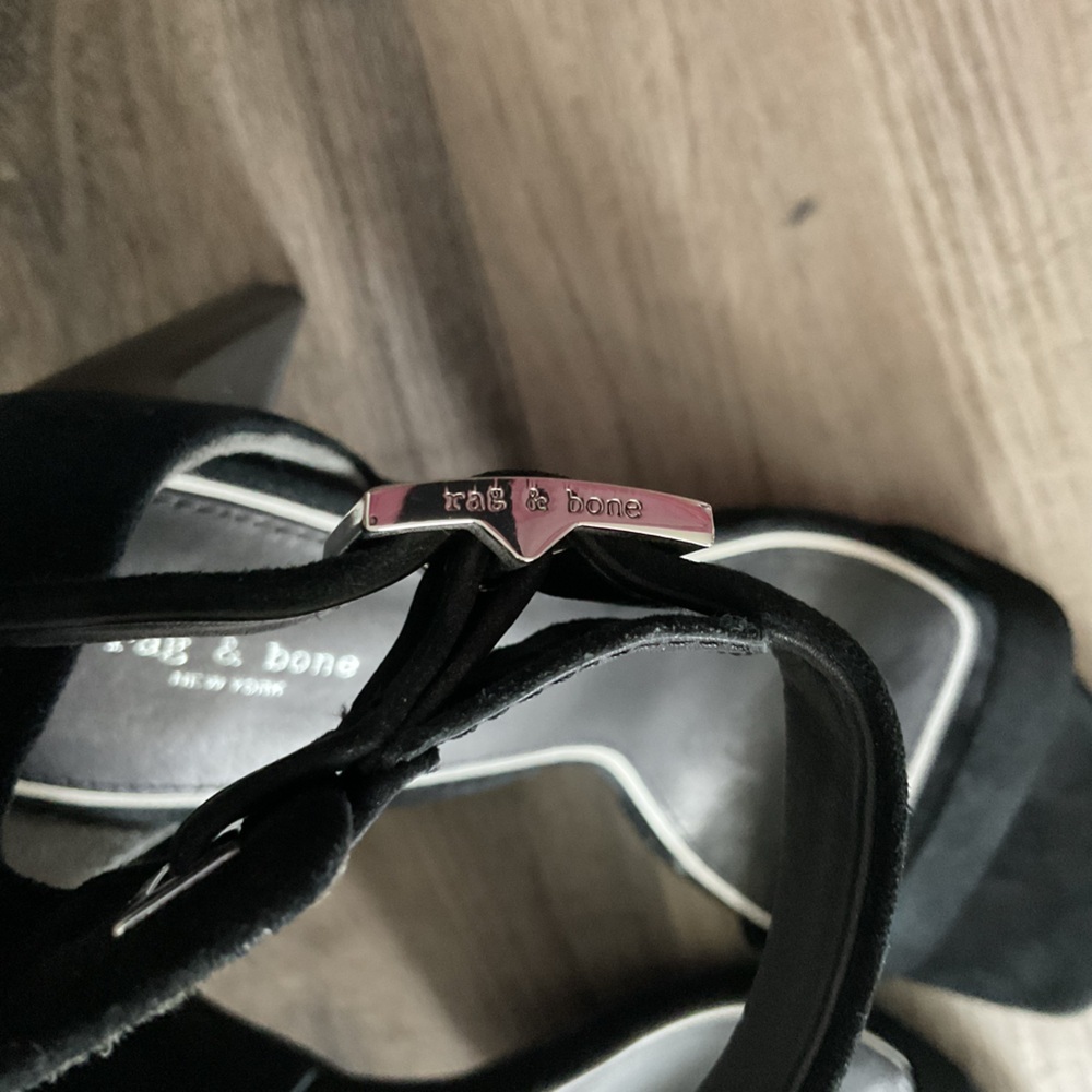 Rag & Bone Ellis Sandal High Heel Black Suede Size 39 9 - Picture 2 of 8